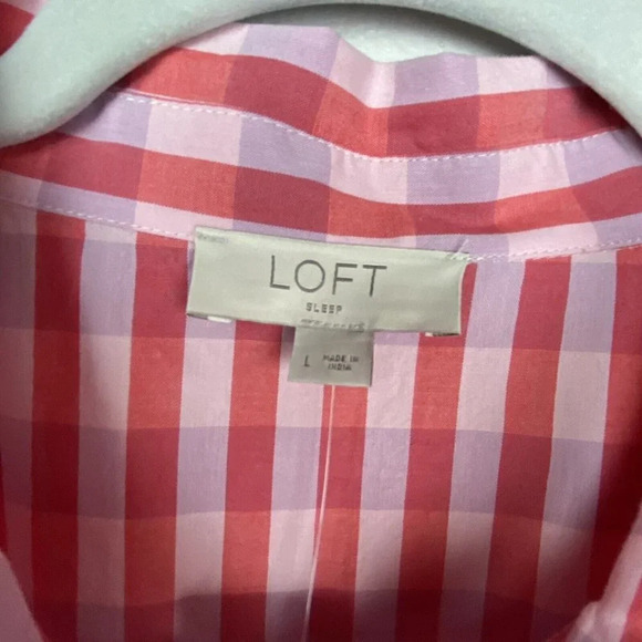 Loft Sleep Plaid Pajama Shirt Top Size Large Button Up Top Only NWT - Picture 3 of 5